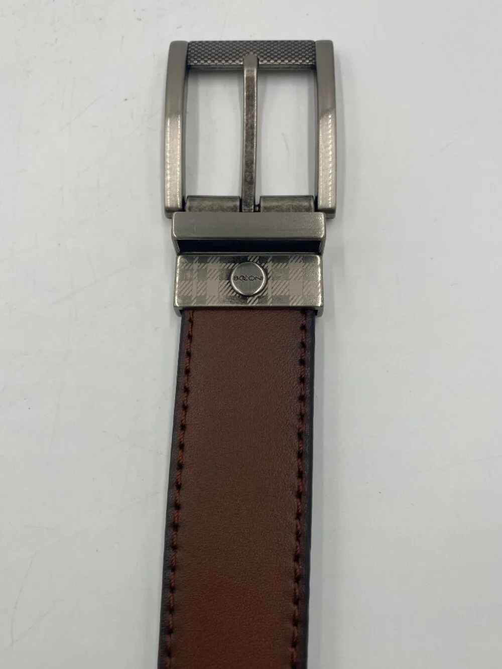 Boconi Reversible Belt Black Brown Size 42 Silver Buckle Dress Golf Work 1.25